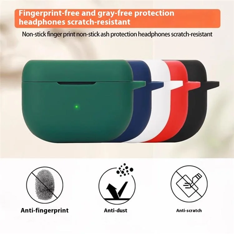 Funda para Jabra Elite 8 Active Gen 2 con hebilla antiextravío, auriculares inalámbricos Bluetooth y cubierta protectora de silicona - Rojo