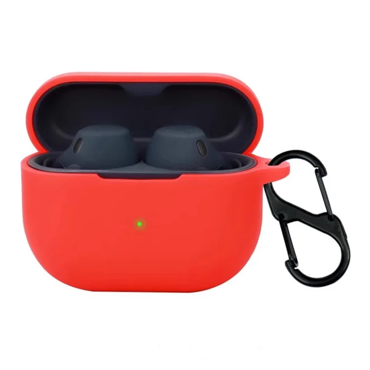 Funda para Jabra Elite 8 Active Gen 2 con hebilla antiextravío, auriculares inalámbricos Bluetooth y cubierta protectora de silicona - Rojo