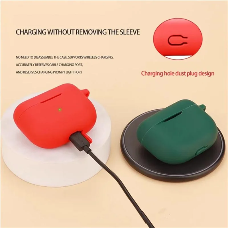 For Jabra Elite 10 Gen 2 Case with Anti Lost Buckle Bluetooth-compatible Earbuds Silicone Protective Cover - Blackish Green