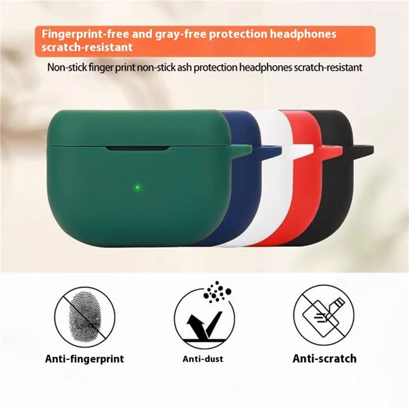 For Jabra Elite 10 Gen 2 Case with Anti Lost Buckle Bluetooth-compatible Earbuds Silicone Protective Cover - Blackish Green