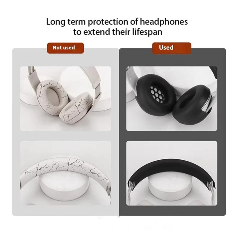 Silicone Protective Cover Set for Beats Studio Pro Kim Special Edition Ear Pad Case + Headband Cover - Beige