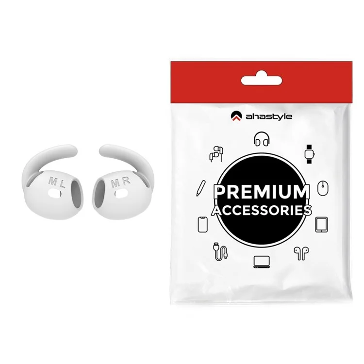 AHASTYLE PT60-4 1 Pair Ear Hooks for AirPods 4 Replacement Silicone Wings Sport Earhooks Ear Tips, Size: M - White