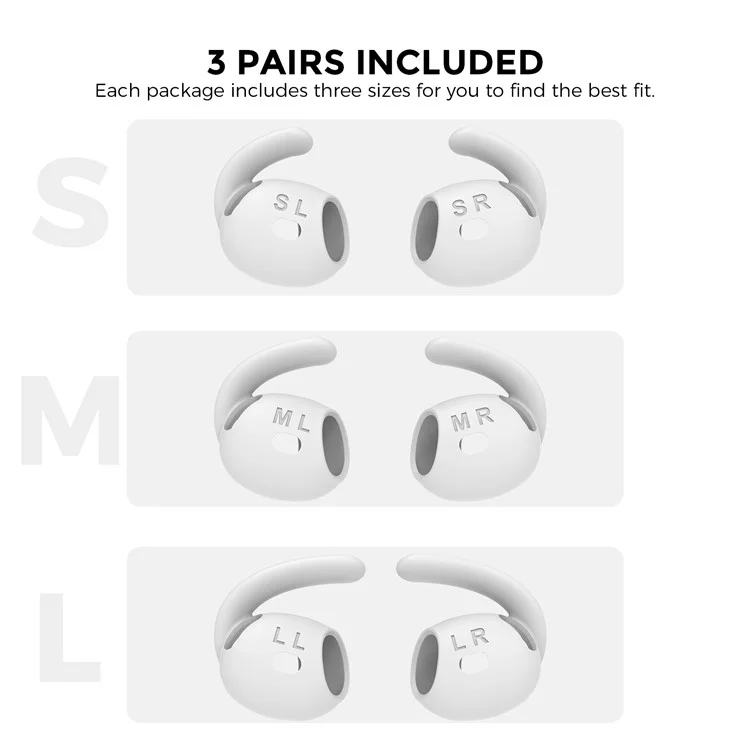 AHASTYLE PT60-4 1 Pair Ear Hooks for AirPods 4 Replacement Silicone Wings Sport Earhooks Ear Tips, Size: M - White