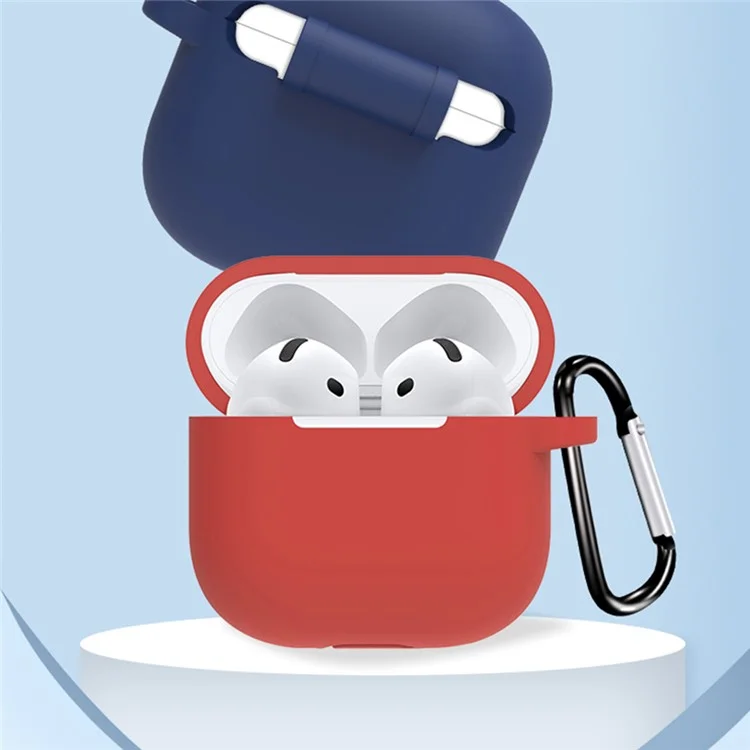 Accessori per cuffie 6 in 1 per AirPods 4 - Custodia in silicone + Cinghia da trasporto + Supporto per auricolari + Ganci per orecchie + Cinturino da collo + Portachiavi - Rosso