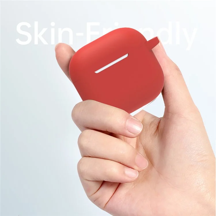 Accessori per cuffie 6 in 1 per AirPods 4 - Custodia in silicone + Cinghia da trasporto + Supporto per auricolari + Ganci per orecchie + Cinturino da collo + Portachiavi - Rosso