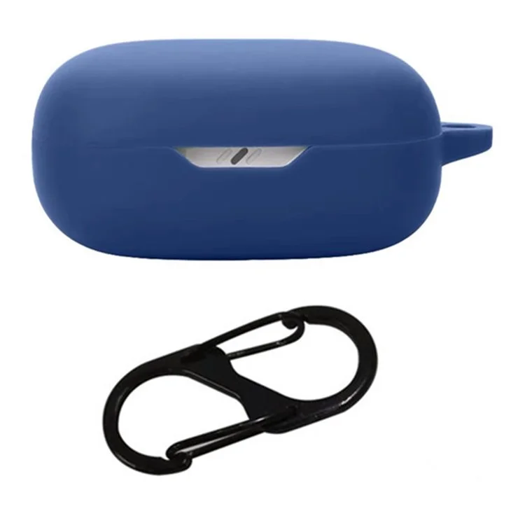 Custodia in silicone per JBL Wave Flex 2 Auricolari wireless, cover protettiva con moschettone anti-smarrimento - Blu scuro