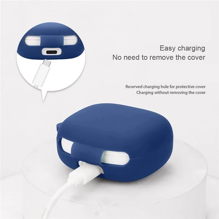 Custodia in silicone per JBL Wave Flex 2 Auricolari wireless, cover protettiva con moschettone anti-smarrimento - Blu scuro