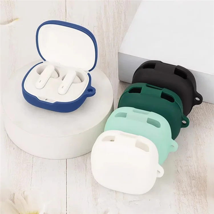 Custodia in silicone per JBL Wave Flex 2 Auricolari wireless, cover protettiva con moschettone anti-smarrimento - Blu scuro