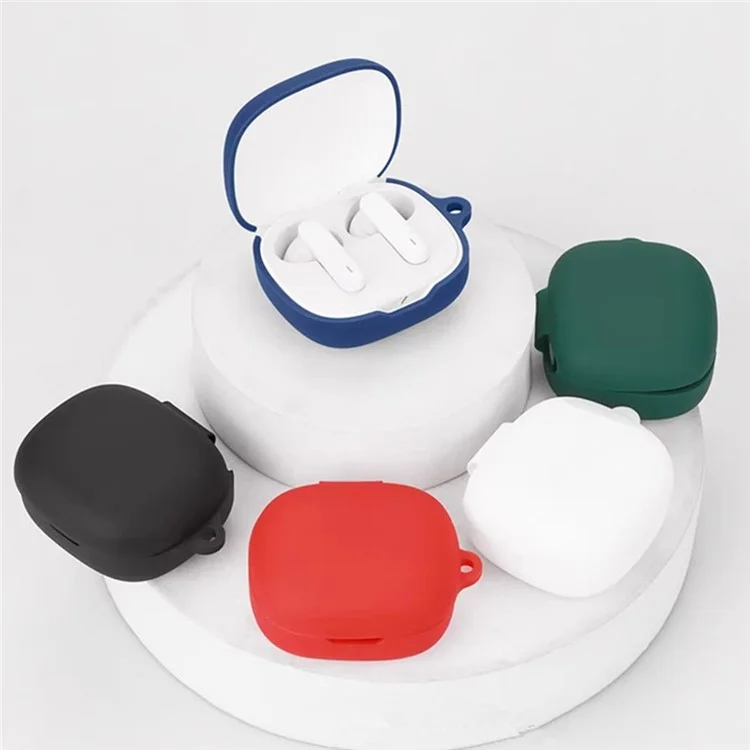 Custodia in silicone per JBL Wave Flex 2 Auricolari wireless, cover protettiva con moschettone anti-smarrimento - Blu scuro