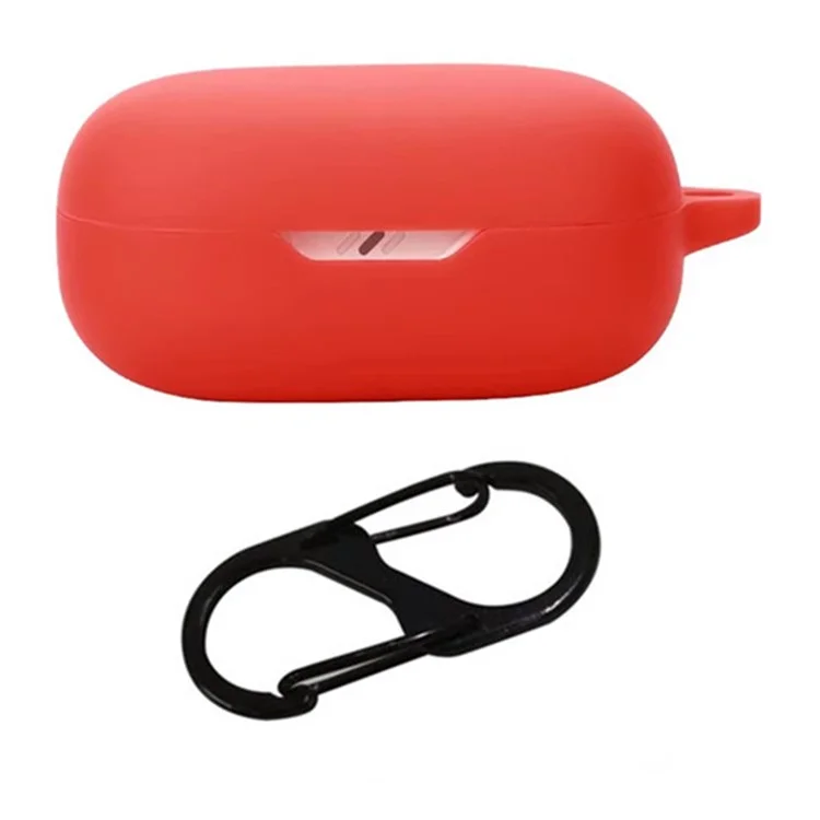 Custodia in silicone per JBL Wave Flex 2 Auricolari wireless, custodia protettiva con moschettone antifurto - Rosso