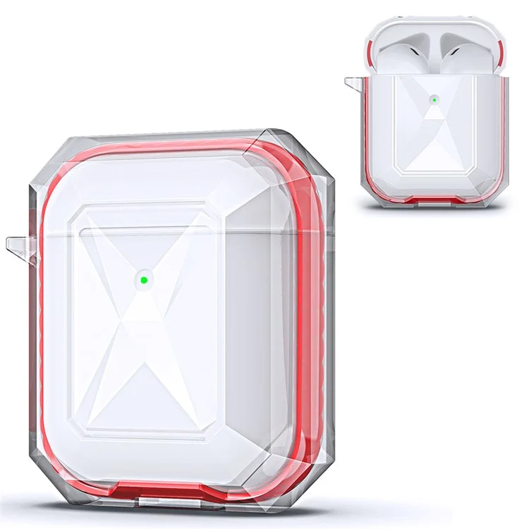 Cover Protettiva A Contrasto In Stile Rombo Per Apple Airpods Con Custodia Di Ricarica (2016) / (2019) / Custodia Di Ricarica Wireless (2019) - Rosso