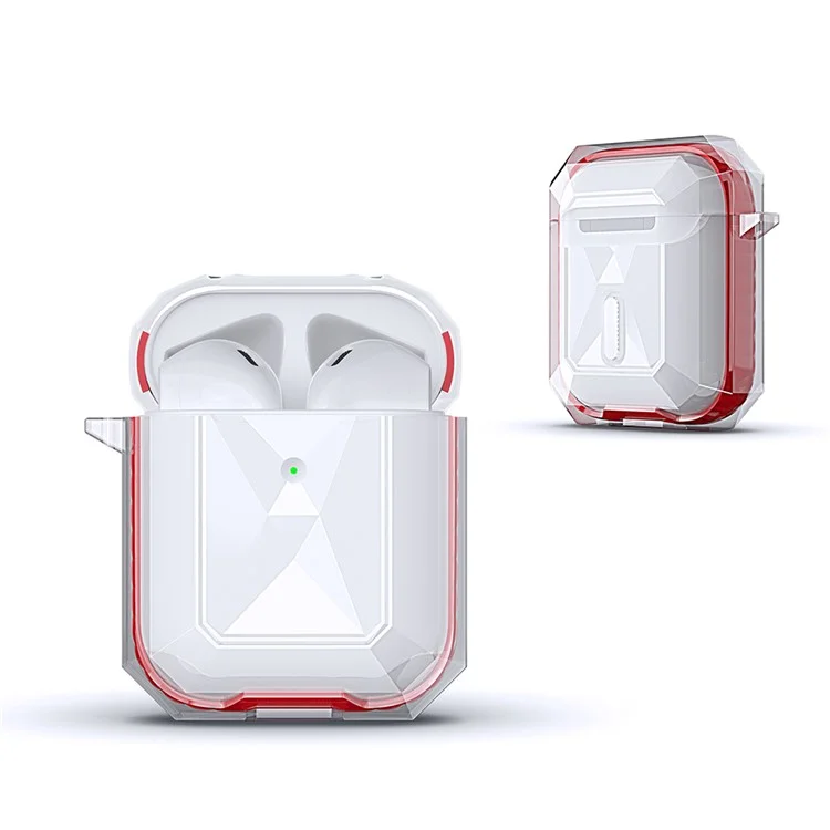 Cover Protettiva A Contrasto In Stile Rombo Per Apple Airpods Con Custodia Di Ricarica (2016) / (2019) / Custodia Di Ricarica Wireless (2019) - Rosso