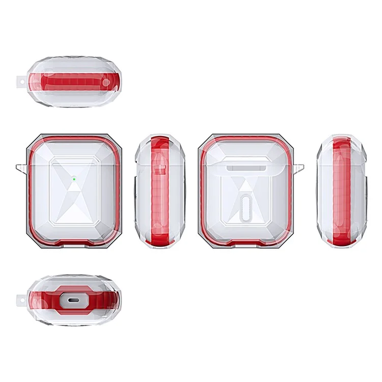 Cover Protettiva A Contrasto In Stile Rombo Per Apple Airpods Con Custodia Di Ricarica (2016) / (2019) / Custodia Di Ricarica Wireless (2019) - Rosso