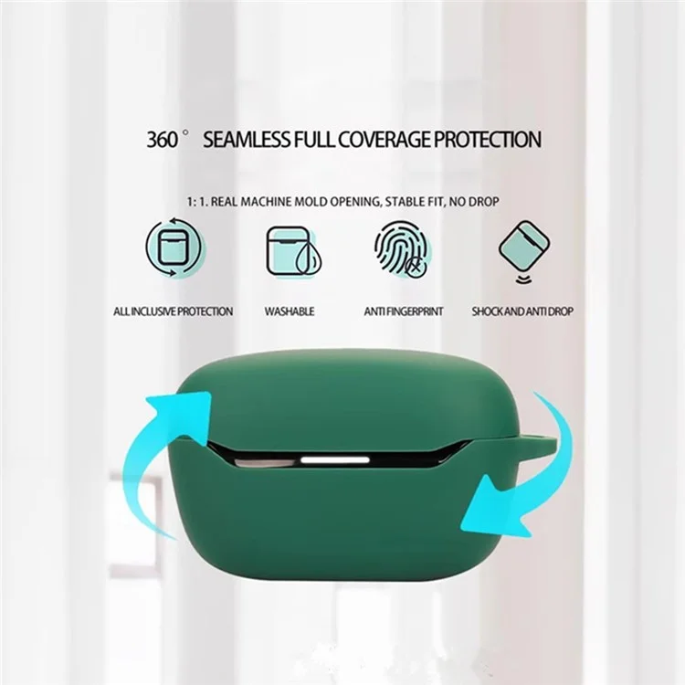 Funda para JBL Endurance Race 2 con hebilla anti-pérdida, auriculares inalámbricos Bluetooth y cubierta protectora de silicona - Verde oscuro