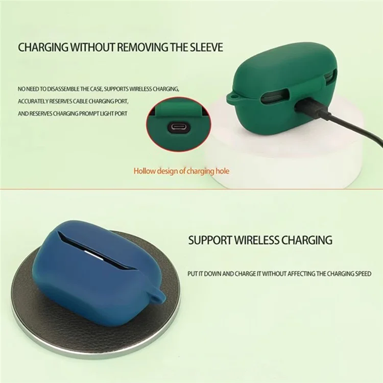 Funda para JBL Endurance Race 2 con hebilla anti-pérdida, auriculares inalámbricos Bluetooth y cubierta protectora de silicona - Verde oscuro