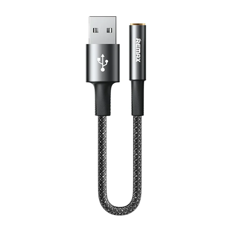 Cabo adaptador de áudio REMAX C21 0.12M USB para 3,5 mm fêmea / Conversor de fio entrançado de liga de alumínio