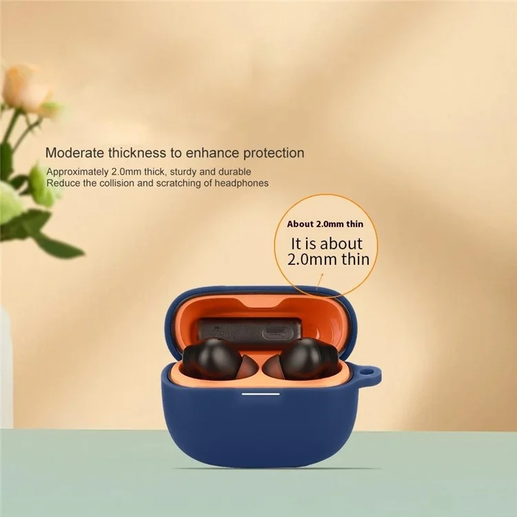 For Xiaomi Redmi Buds 6 Pro Gaming Edition Case with Anti Lost Buckle Bluetooth-compatible Earbuds Silicone Protective Cover - Dark Blue