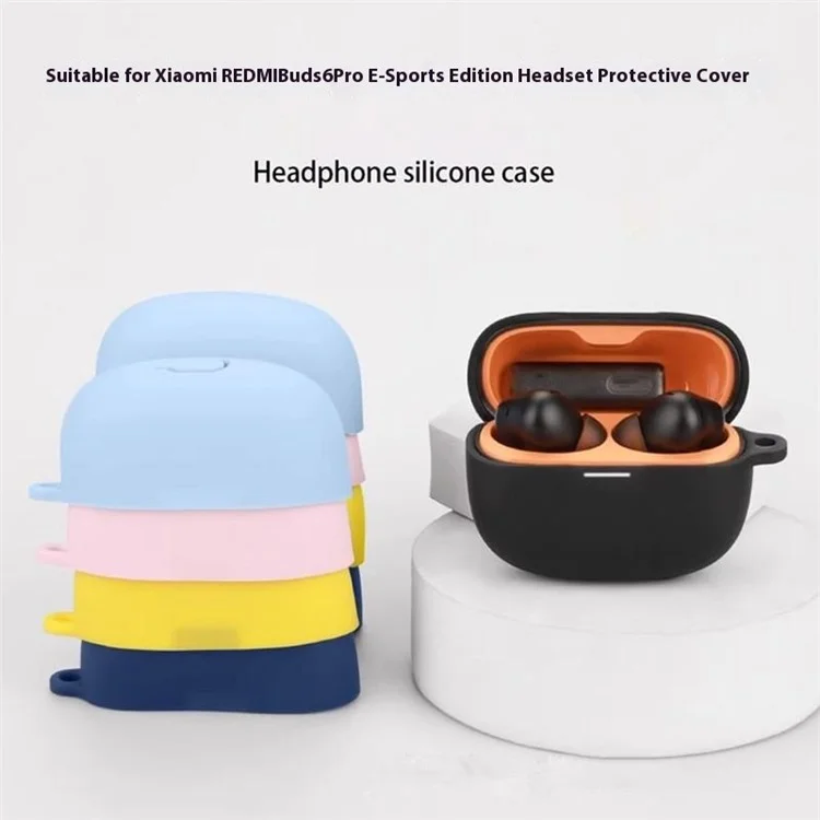 For Xiaomi Redmi Buds 6 Pro Gaming Edition Case with Anti Lost Buckle Bluetooth-compatible Earbuds Silicone Protective Cover - Dark Blue