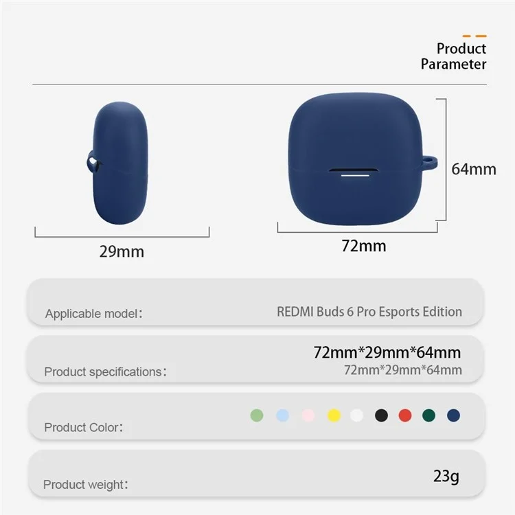 For Xiaomi Redmi Buds 6 Pro Gaming Edition Case with Anti Lost Buckle Bluetooth-compatible Earbuds Silicone Protective Cover - Dark Blue