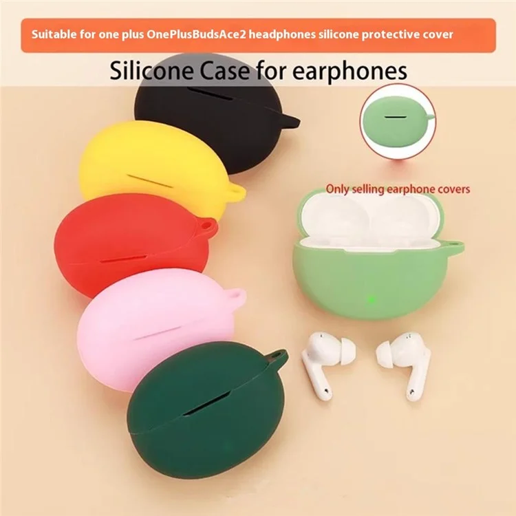 Étui pour OnePlus Buds Ace 2 avec boucle anti-perte, écouteurs Bluetooth et housse de protection en silicone - Vert matcha