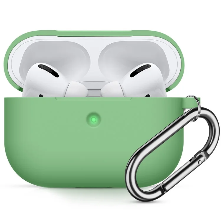 Thick Silicone Cover Case Bluetooth-compatible Earphones Protector for Apple AirPods Pro - Mint Green