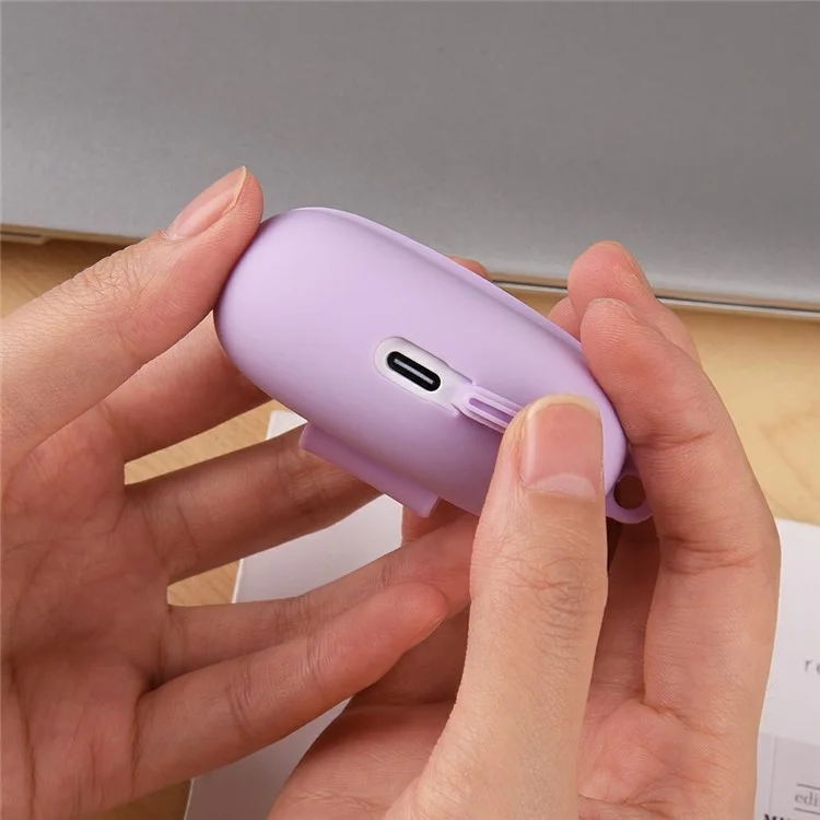 Für Xiaomi Redmi Buds 6 Pro Silikon-Hülle Bluetooth-Kopfhörer Kratzfester Schutzüberzug mit Karabiner - Himmelblau
