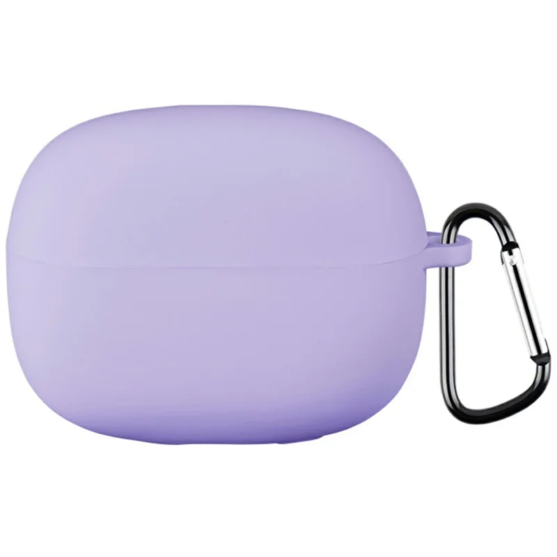 For Xiaomi Redmi Buds 6 Pro Silicone Case Bluetooth-compatible Earphone Anti-scratch Protective Cover with Carabiner - Purple