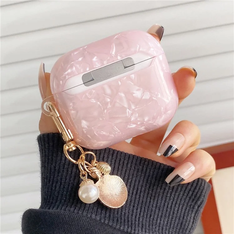 Für AirPods 4 Gehäuse Schalen-Muster Ohrhörer TPU Schutzhülle mit Schalen-Anhänger