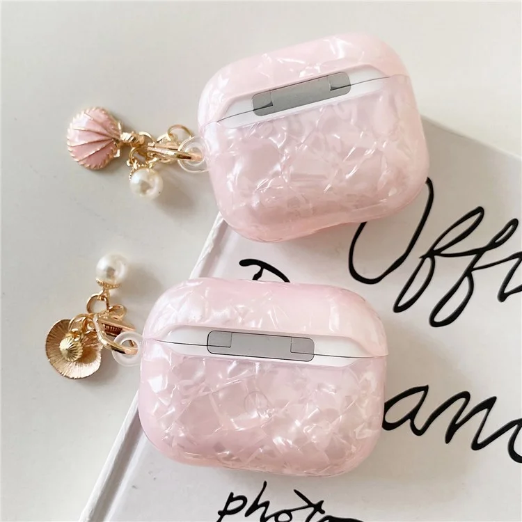 Für AirPods 4 Gehäuse Schalen-Muster Ohrhörer TPU Schutzhülle mit Schalen-Anhänger