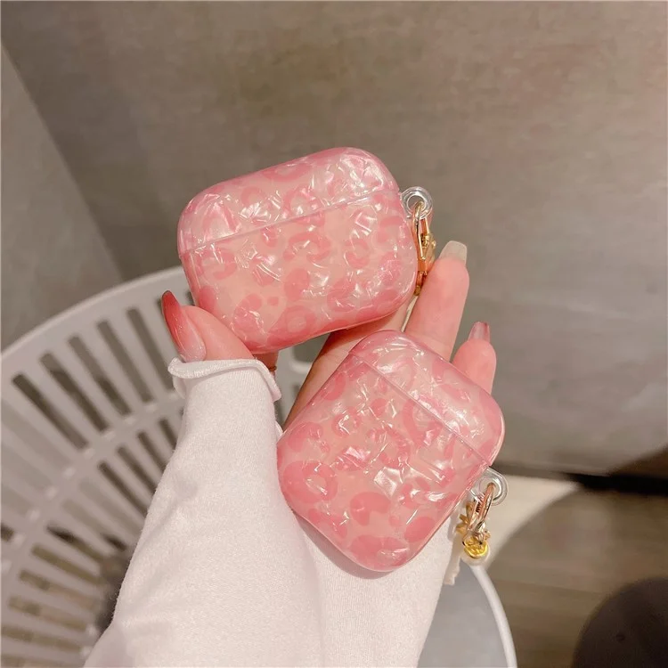 Für AirPods 4 Ohrhörer-Gehäuse-Schalen-Muster TPU-Abdeckung mit Schalen-Anhänger - Pink