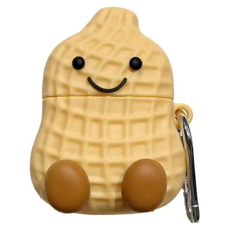 Capa de silicone para Apple AirPods com estojo de recarga sem fio (2019) / AirPods com estojo de recarga (2019) / (2016) Capa com formato de amendoim com fivela