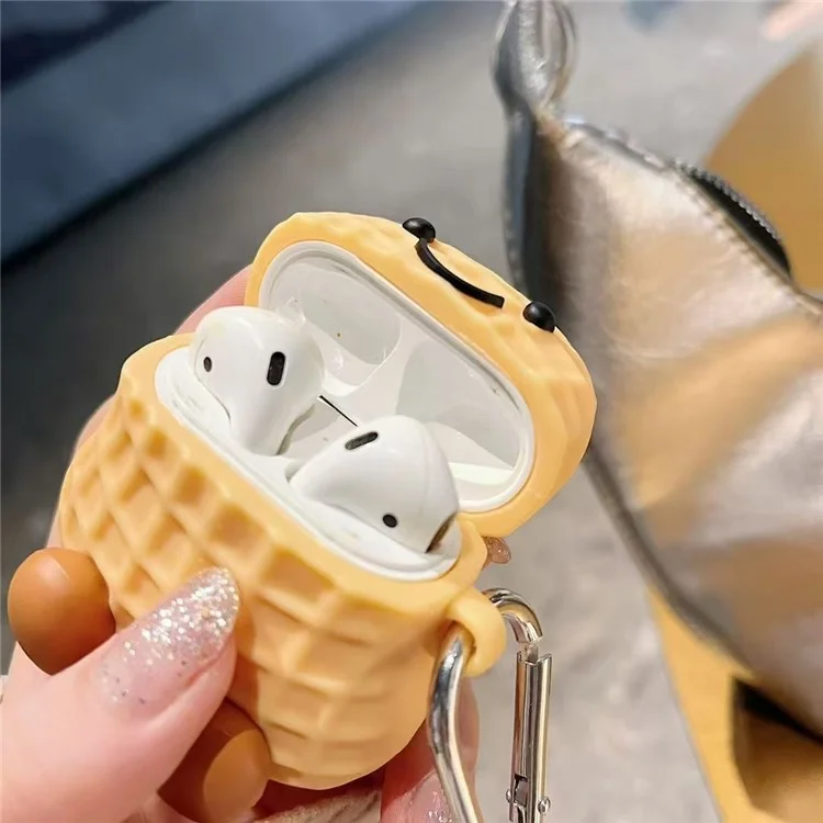 Capa de silicone para Apple AirPods com estojo de recarga sem fio (2019) / AirPods com estojo de recarga (2019) / (2016) Capa com formato de amendoim com fivela
