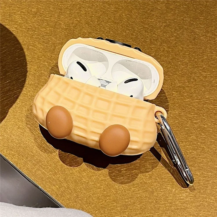 Capa de proteção em silicone em formato de amendoim para AirPods Pro 2 / AirPods Pro com fivela