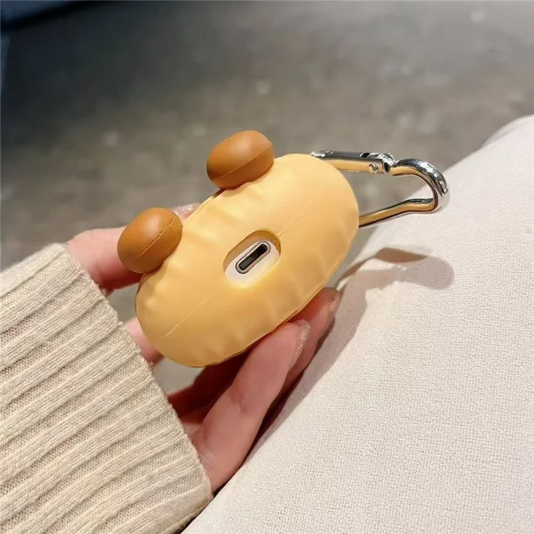 Funda de silicona con forma de cacahuete para AirPods 3 de Apple, protección para auriculares con hebilla