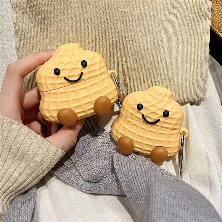 Funda de silicona con forma de cacahuete para AirPods 3 de Apple, protección para auriculares con hebilla