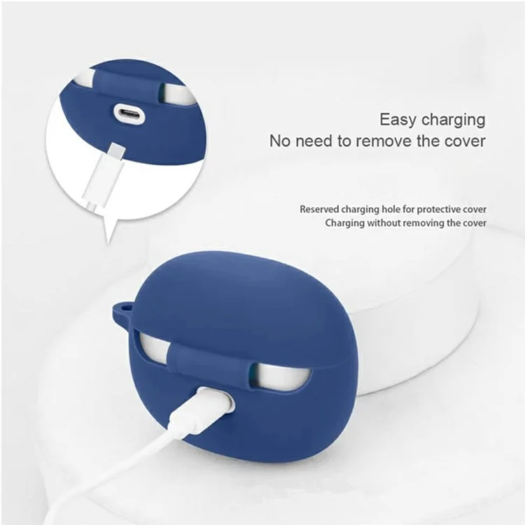 For Edifier R1 Silicone Case Cover with Anti Lost Buckle Clip-On Bluetooth-compatible Earphones Protective Sleeve - Dark Blue