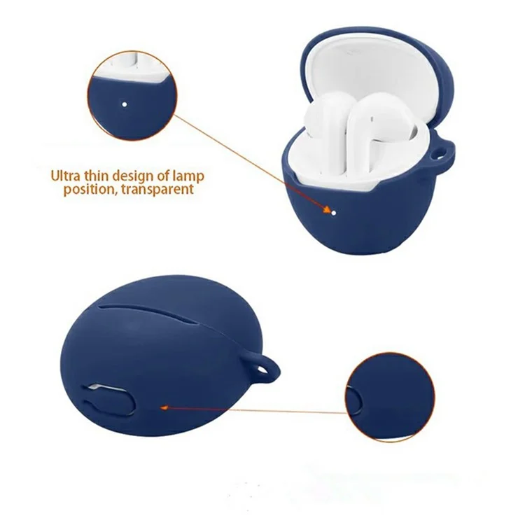 For Honor Tiinlab S7 Bluetooth-compatible Earbuds Case with Anti Lost Buckle Silicone Protective Cover - Dark Blue