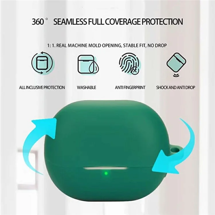 For SoundPEATS UU Ear Clip Bluetooth-compatible Earphones Case with Anti Lost Buckle Silicone Protective Cover - Blackish Green