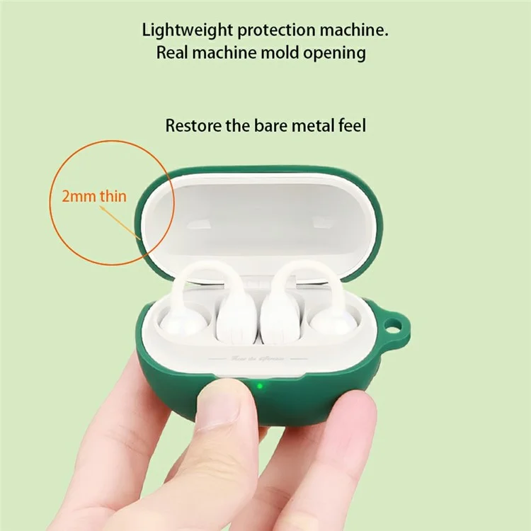 For SoundPEATS UU Ear Clip Bluetooth-compatible Earphones Case with Anti Lost Buckle Silicone Protective Cover - Blackish Green