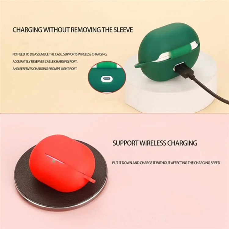 For SoundPEATS UU Ear Clip Bluetooth-compatible Earphones Case with Anti Lost Buckle Silicone Protective Cover - Blackish Green