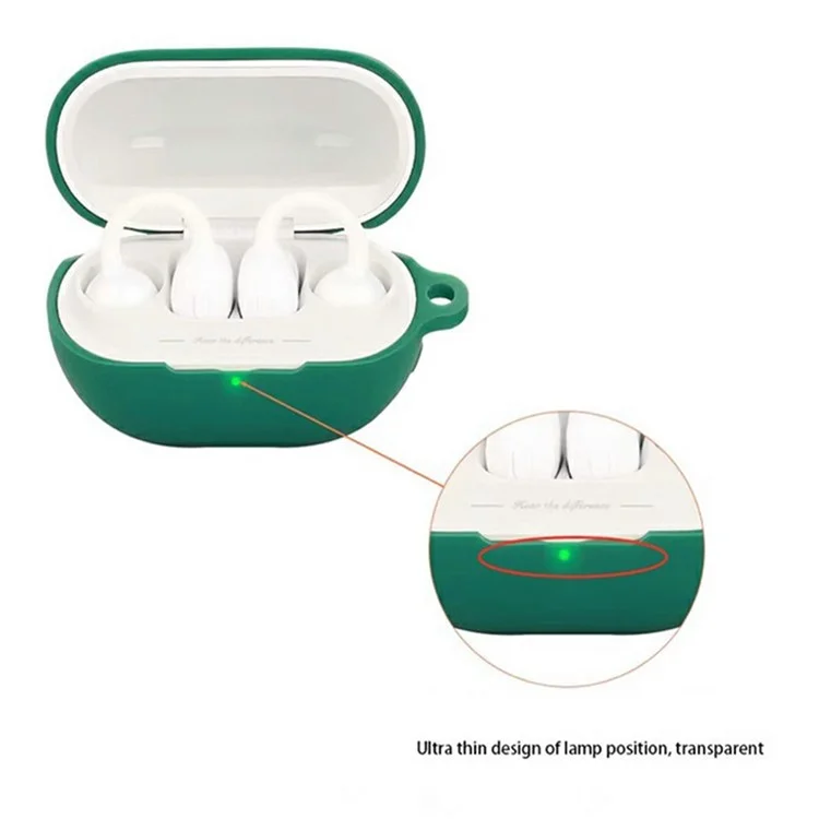 For SoundPEATS UU Ear Clip Bluetooth-compatible Earphones Case with Anti Lost Buckle Silicone Protective Cover - Blackish Green