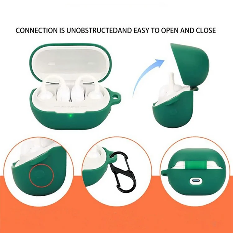 For SoundPEATS UU Ear Clip Bluetooth-compatible Earphones Case with Anti Lost Buckle Silicone Protective Cover - Blackish Green