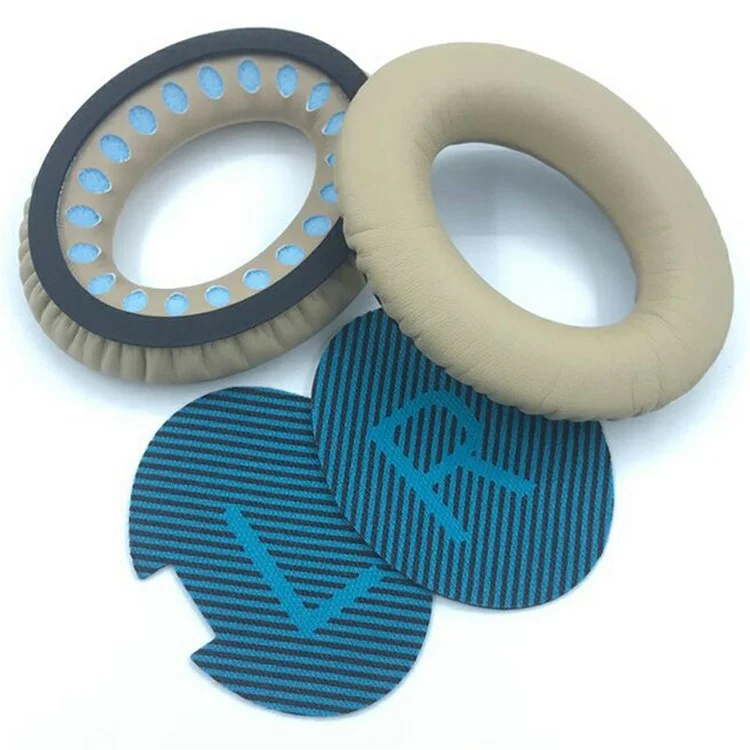 1Pair Replacement Ear Pads for Bose QuietComfort 35  /  25  /  15  /  2  /  AE2 Headphones Earpads Cushions - Apricot+Blue
