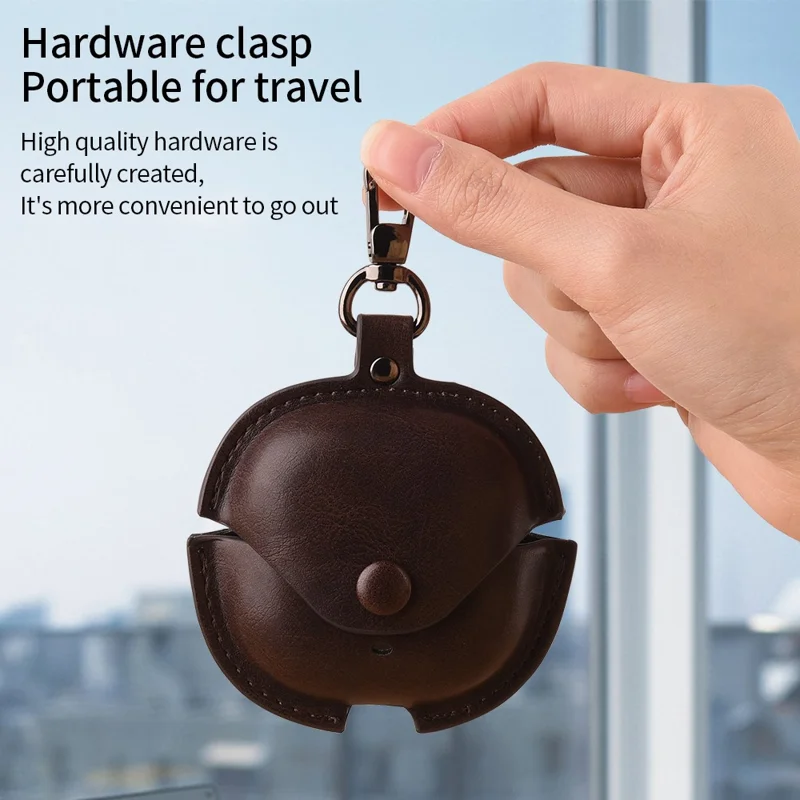 For Xiaomi Redmi Buds 8 Lite / Buds 6 Lite Charging Case Cover Leather + PC Earbuds Protective Case - Dark Brown