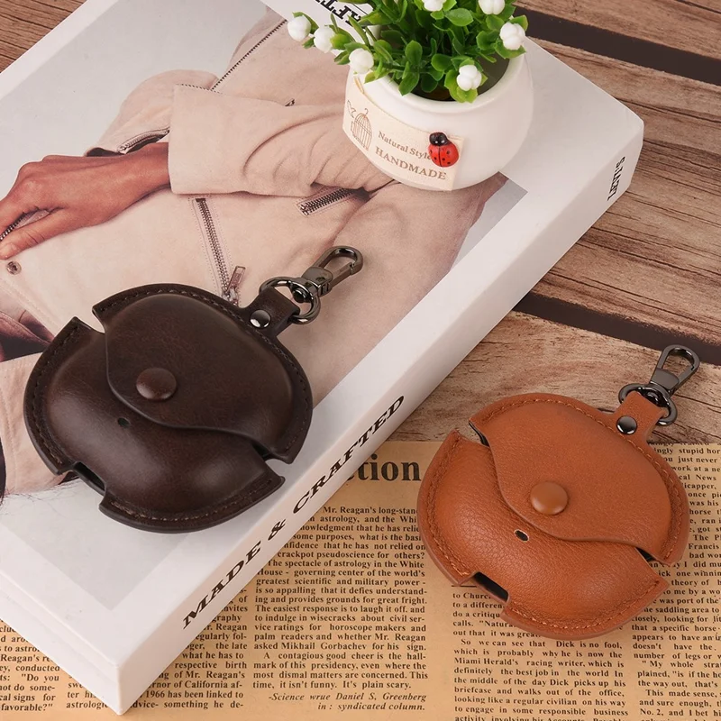 For Xiaomi Redmi Buds 8 Lite / Buds 6 Lite Charging Case Cover Leather + PC Earbuds Protective Case - Dark Brown