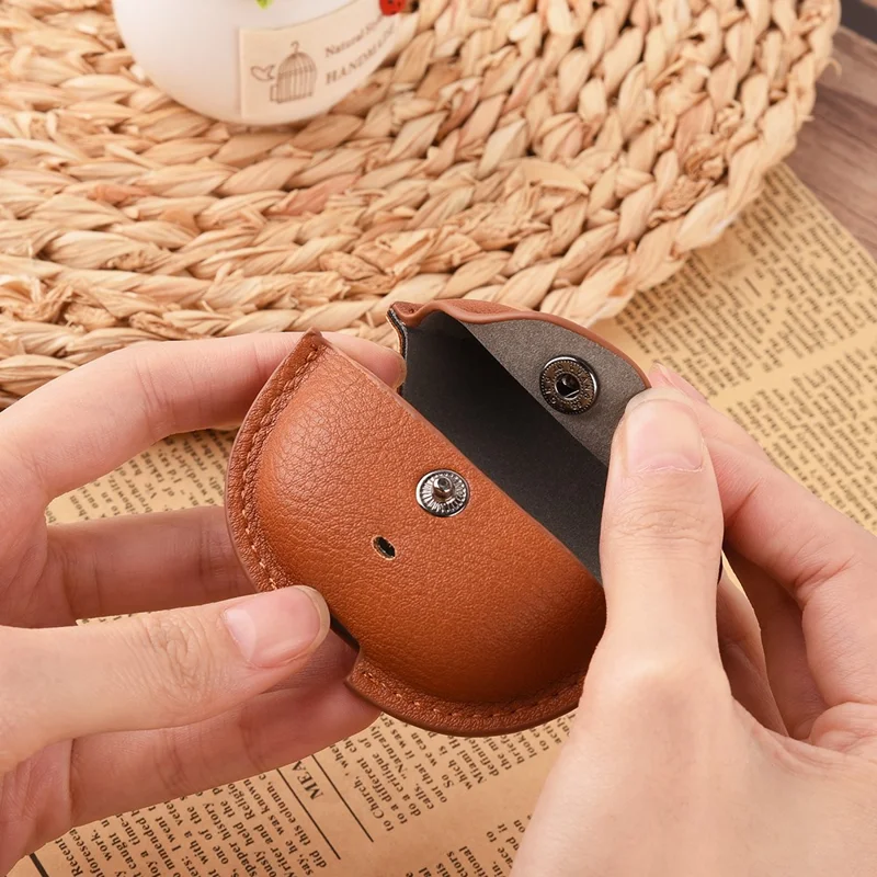 For Xiaomi Redmi Buds 8 Lite / Buds 6 Lite Charging Case Cover Leather + PC Earbuds Protective Case - Dark Brown