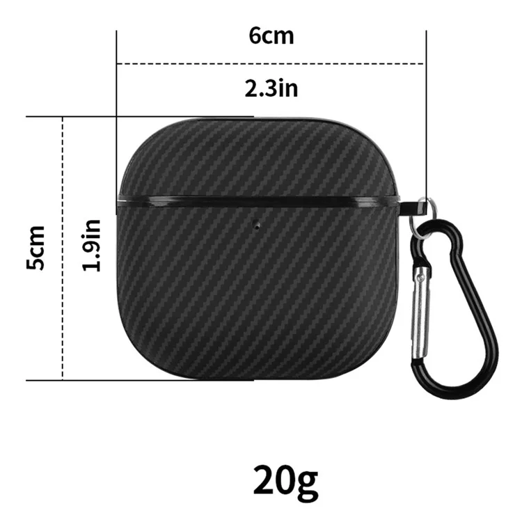 For AirPods 4 Case Carbon Fiber Texture TPU PU Earbuds Protective Cover with Hook - Rot