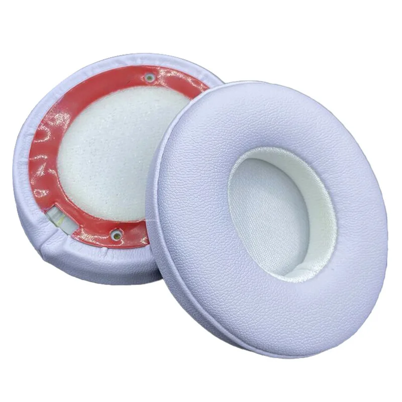 1 Pair For Beats Solo3 / Solo2 Bluetooth-compatible Headphone Earpads PU Leather Earmuff Cushions - White