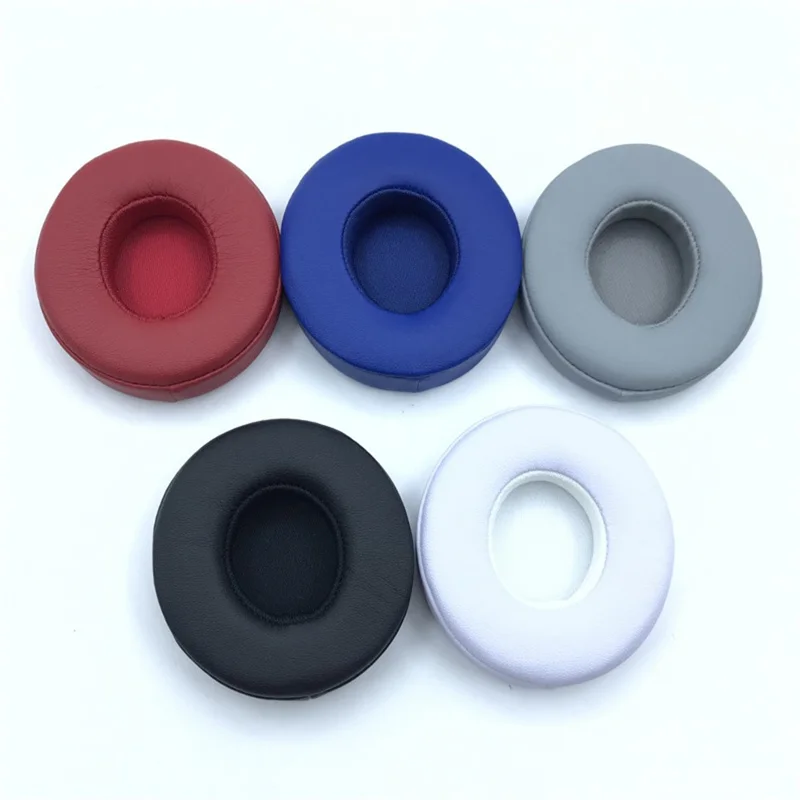 1 Pair For Beats Solo3 / Solo2 Bluetooth-compatible Headphone Earpads PU Leather Earmuff Cushions - White