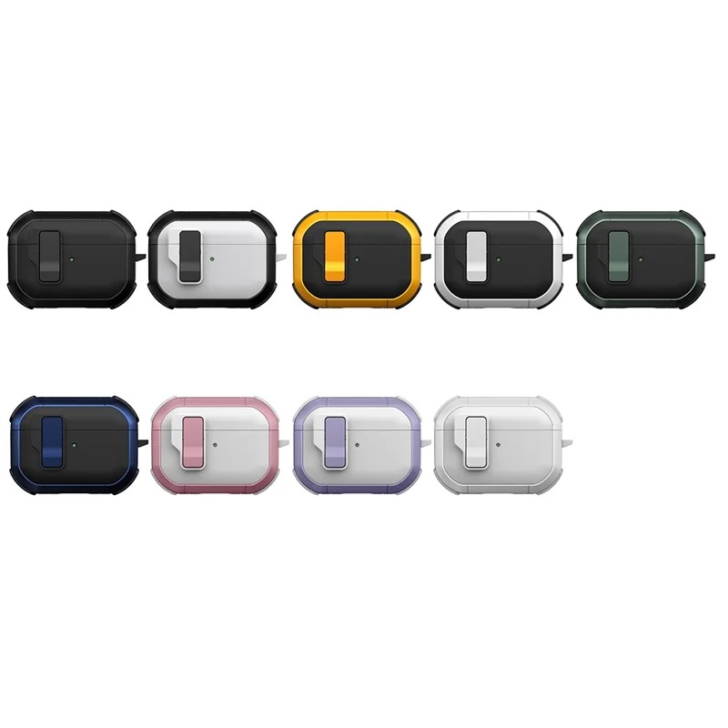 For Apple AirPods Pro Case with Switch Button TPU + PC Compatible with MagSafe Earphone Cover with Hook - Black  /  Yellow